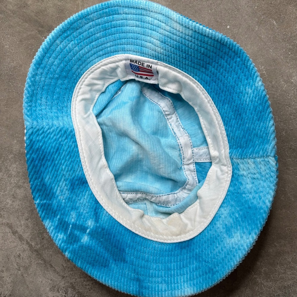 Big Bud Press Blue Tie Dye Corduroy Bucket Hat Made in USA California Patch - Picture 5 of 6